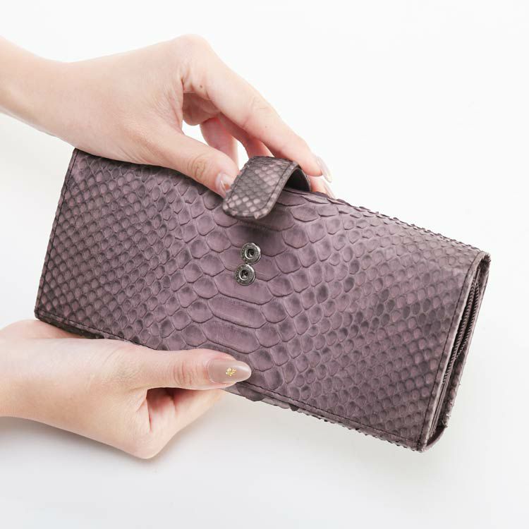 ダイヤモンド パイソン 長財布 レディース かぶせ 財布 L字