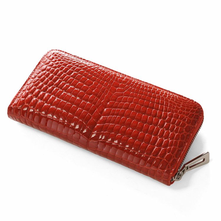 クロコダイル 長財布 シャイニング 加工 センター取り 一枚革