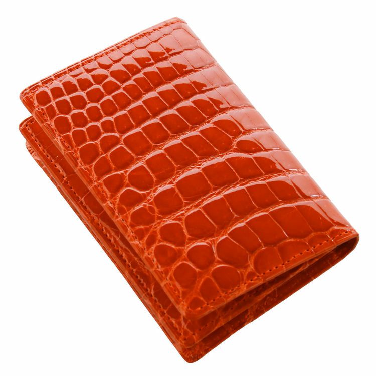クロコダイル 名刺入れ カードケース シャイニング 加工 一枚革 無双