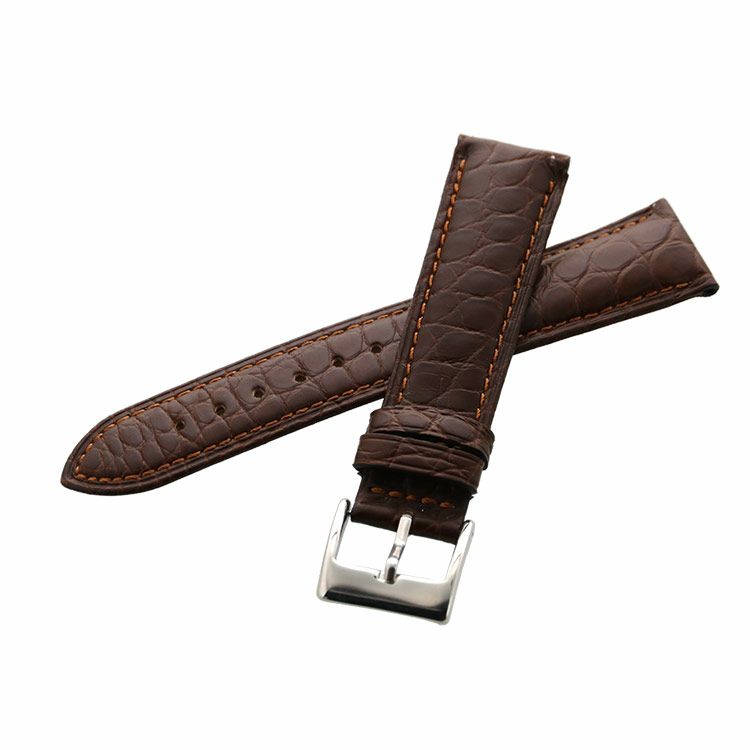 【ロゴ有り/LL】互換アリゲーターレザーベルト　バックル付きブラック 幅20mm heartfields_leatherbeltcroco