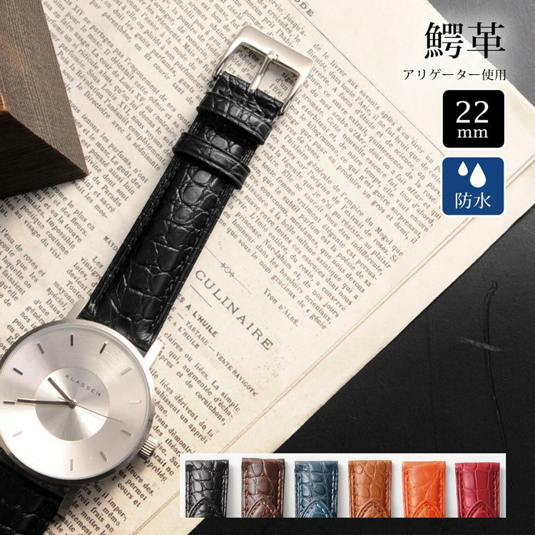腕時計 付け替え用 ベルト 本革 アリゲーター22mm【ネコポスで