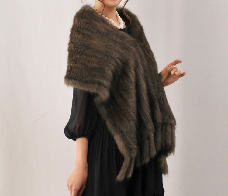 SO2800 セーブル　セーブル　ショール ロシアン セーブル ストール 編み込み フリンジデザイン 7F