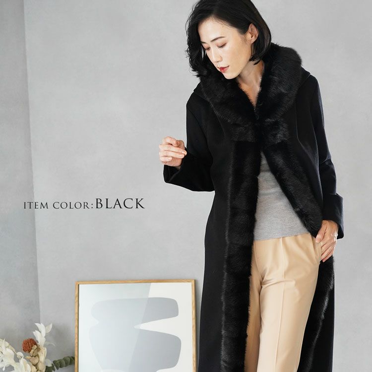 SWINSWINGカシミヤウール フード付きロングコート SWINSWINGカシミヤウール フード付きロングコート