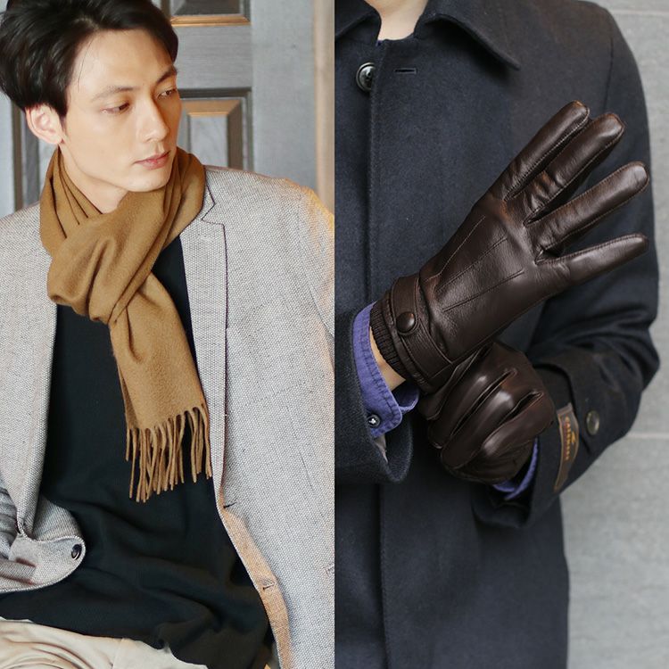 カシミヤマフラー&手袋バレンタインギフトセット男性向け