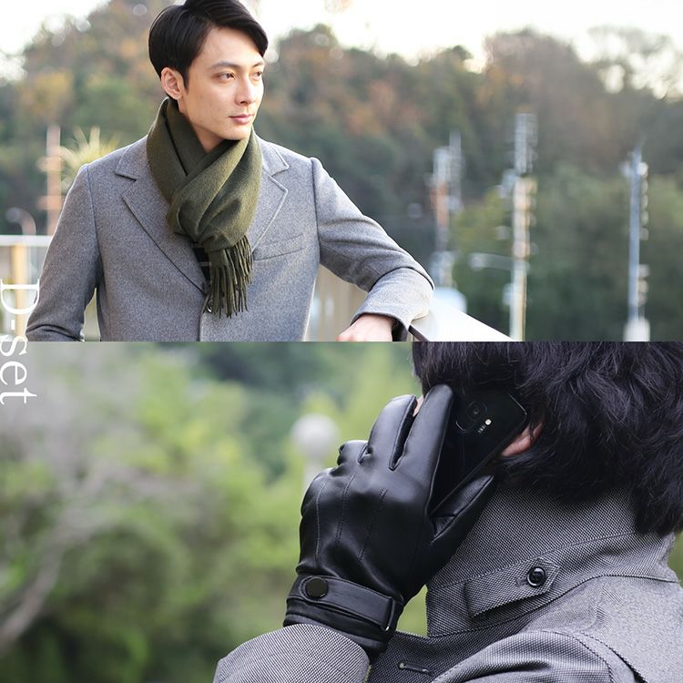 カシミヤマフラー&手袋バレンタインギフトセット男性向け