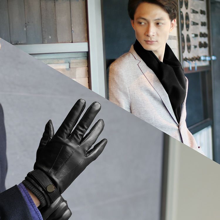 カシミヤマフラー&手袋バレンタインギフトセット男性向け