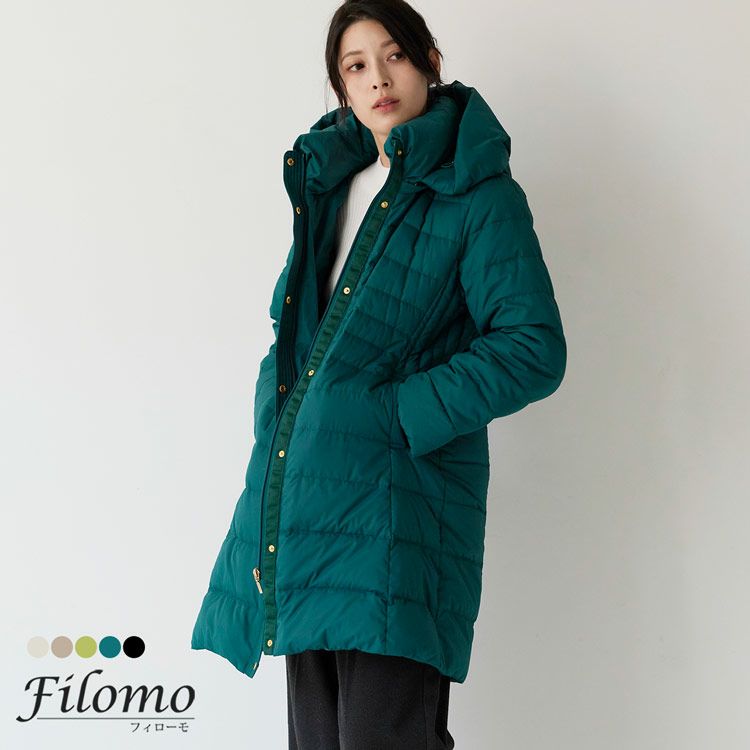 ダウンコート レディース 軽量 ライトダウン フード付き Filomo 