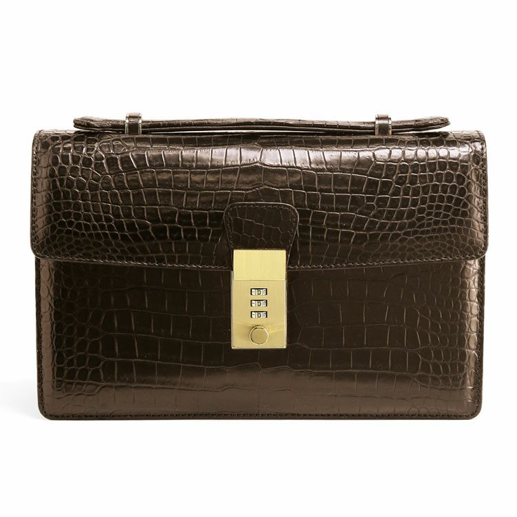 クロコダイル メンズ セカンドバッグ 日本製 マット 加工 ダイヤル