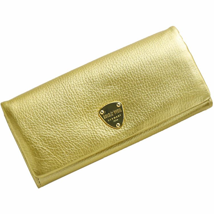 GOLD PFEIL 長財布 レディース 本革 かぶせ 革 ゴールドカラー