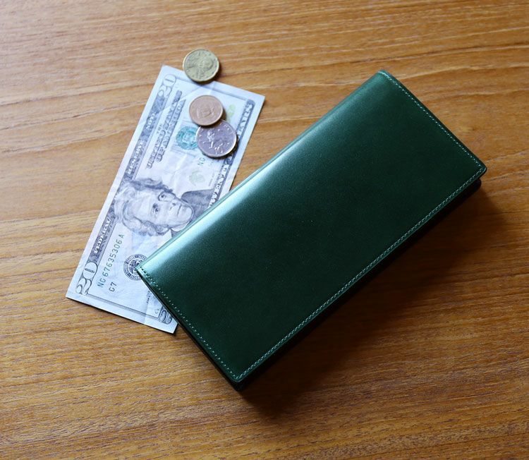 PRAIRIEプレリー日本製長財布メンズナチュラルコードバン束入れ2つ折り長財布