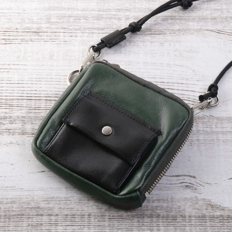 Jamale日本製牛革スマホポーチネックポーチメンズスライドパーツ飛び出すカード収納stairs