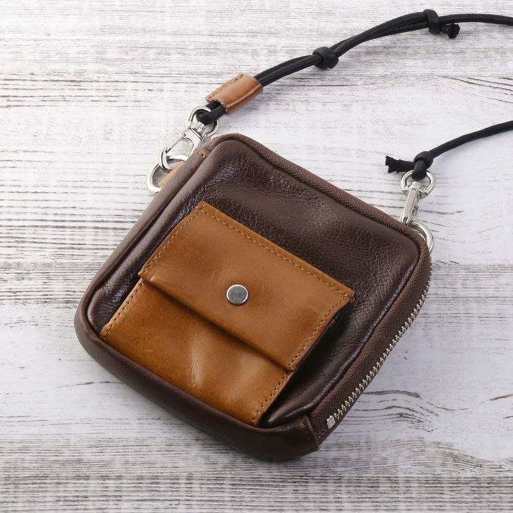 Jamale日本製牛革スマホポーチネックポーチメンズスライドパーツ飛び出すカード収納stairs