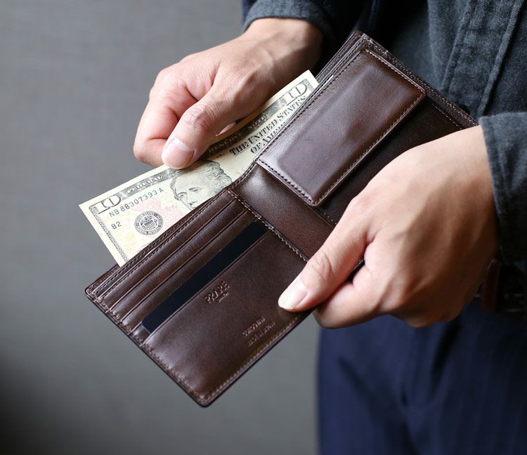 PRAIRIEプレリー日本製二つ折り財布レディースナチュラルコードバン小銭入れ付きPRAIRIEGINZA