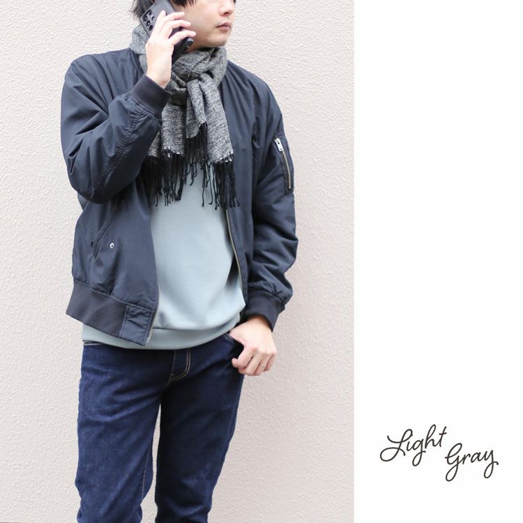 カシミヤタッチ大判ストールメンズチャコールグレー