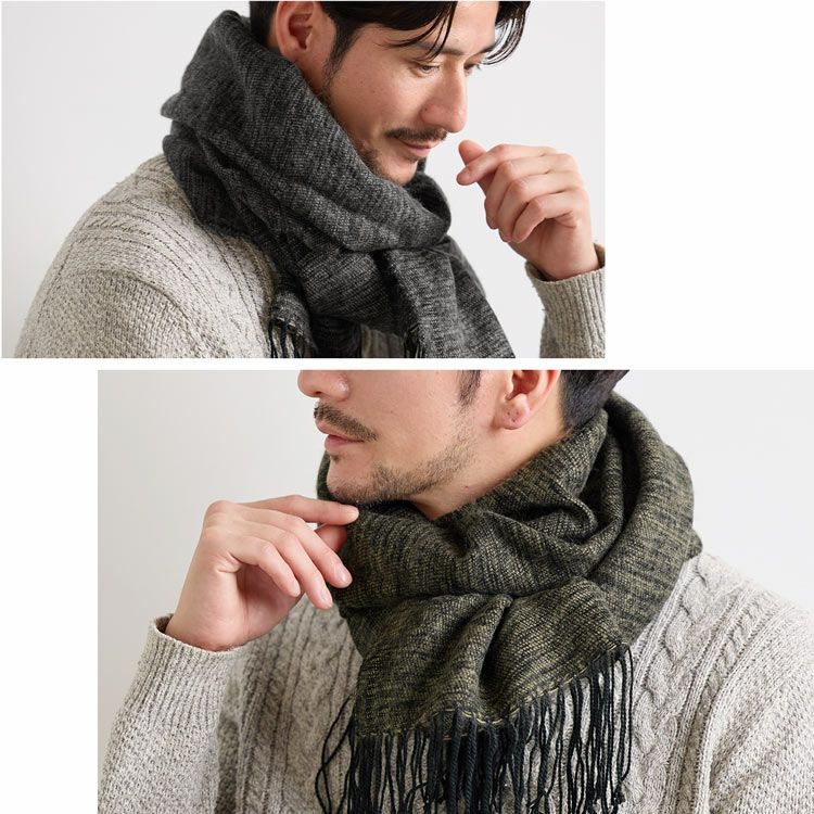 カシミヤタッチ大判ストールメンズ
