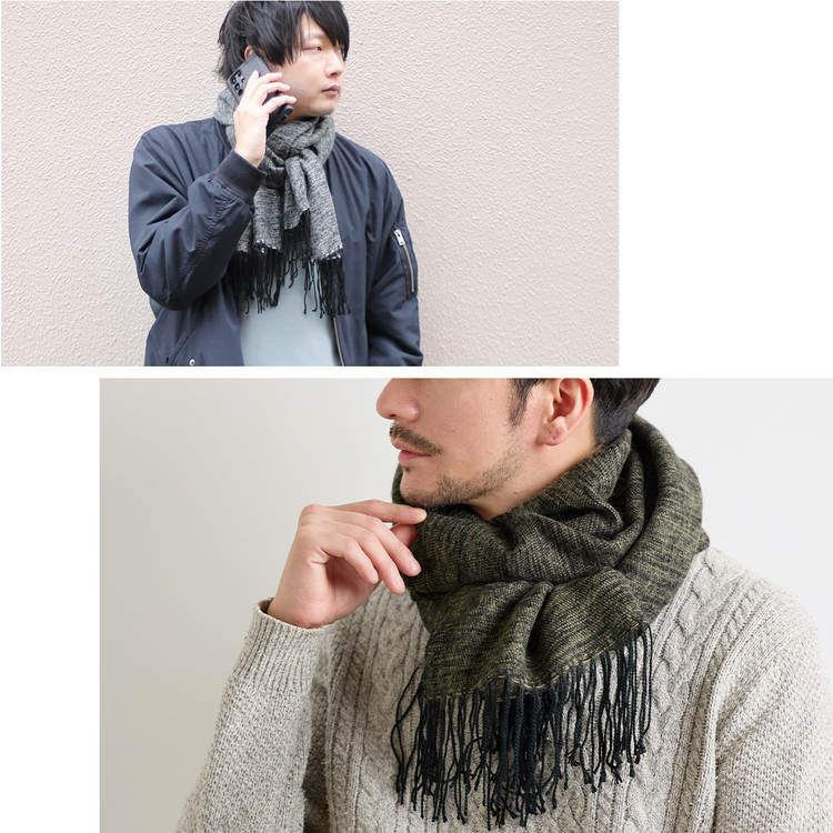 カシミヤタッチ大判ストールメンズ