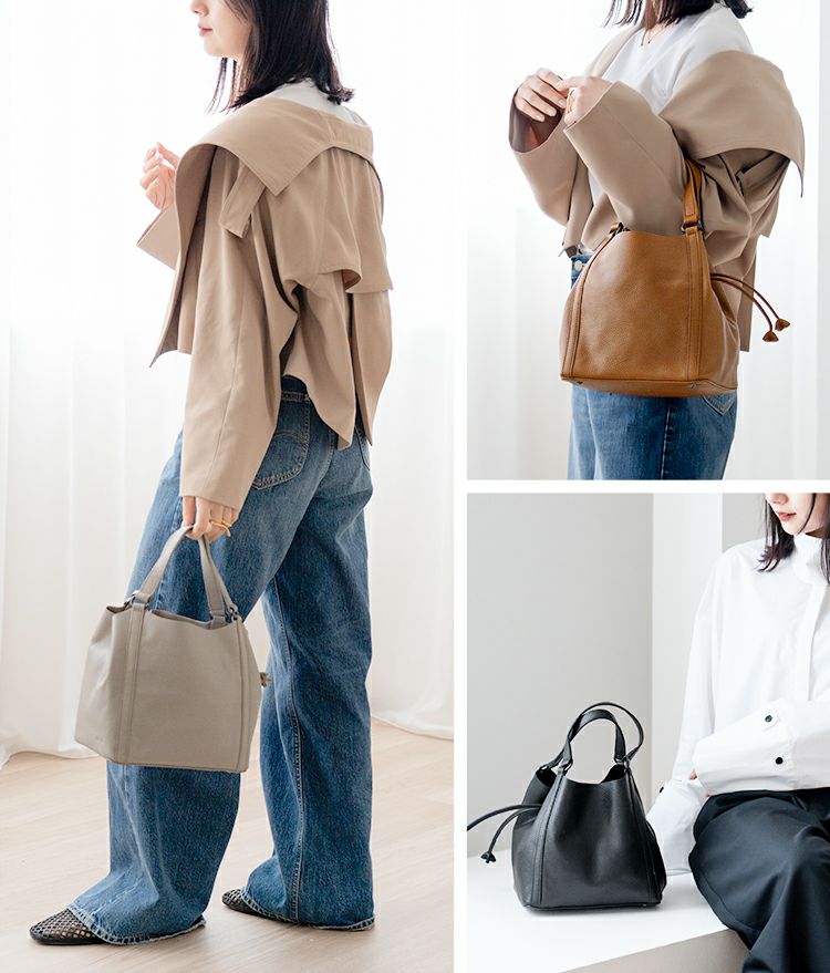 HALEINEハンドバッグドロストレディースブラック