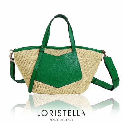 【美品】ロリステッラ　カゴショルダーバッグ　ラフィア×本革　黒 LORISTELLA かごバッグ ブランド 2023 ロリステッラ loristella