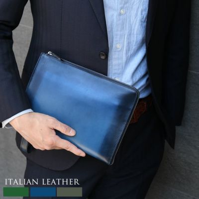 クラッチバッグ メンズ イタリア製 本革 イタリアンレザー