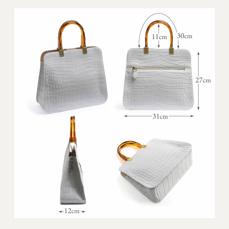 クロコダイル ハンドバッグ 2WAY べっ甲ハンドル バッグ