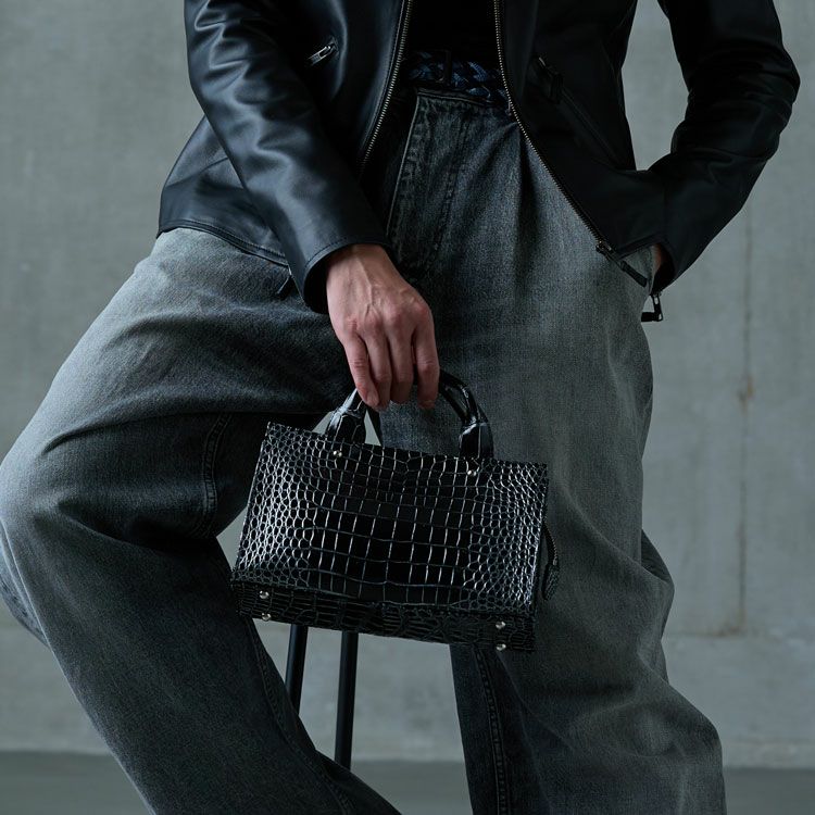 クロコダイル日本製目地染めバッグ