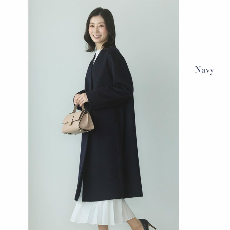 Filomoカシミヤブレンドウールノーカラーコート