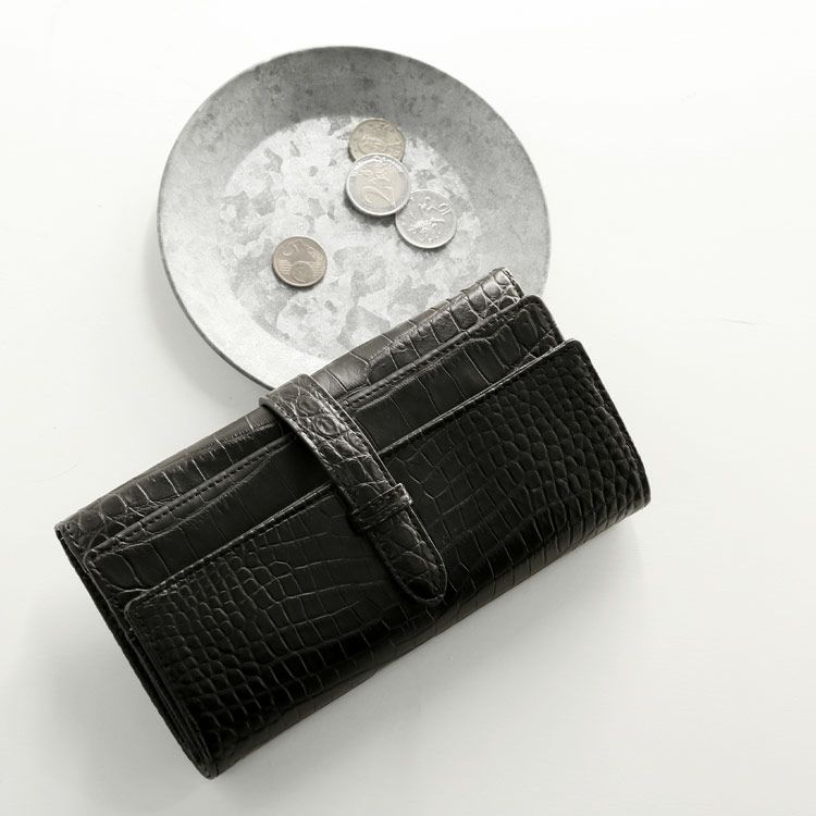クロコダイルマットカブセ長財布レディースメンズ財布大容量使いやすいギャルソン大きめサイフクロコ本物紙幣入れ