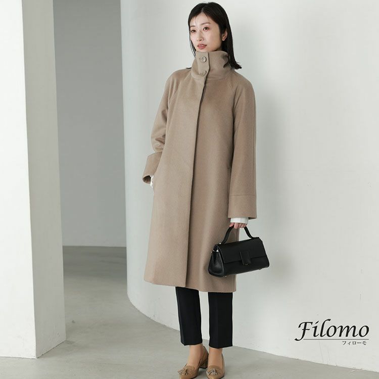 スタンドカラーコートホワイトアイボリーアウター