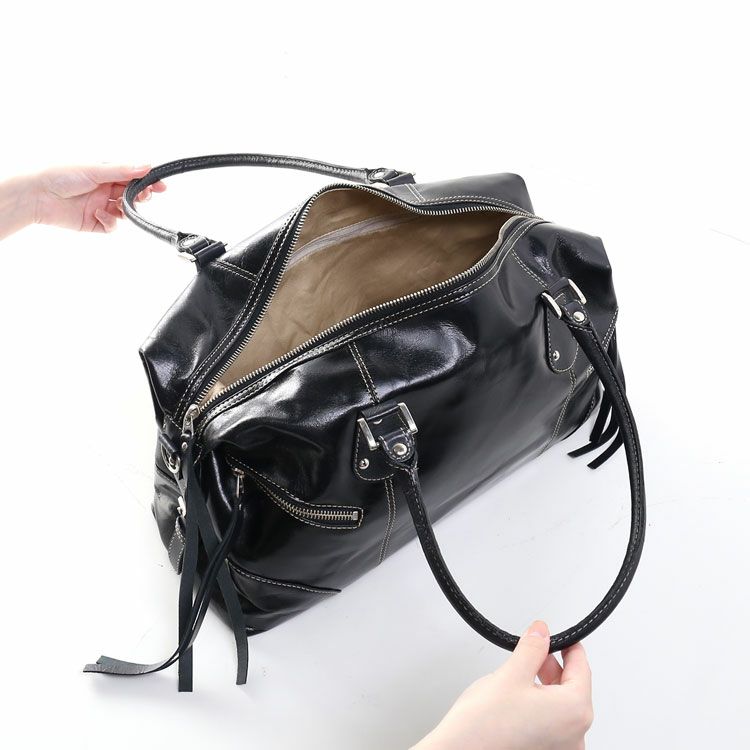 【新品・未使用】姫路レザー（牛革）ボストンバッグ 日本製 ダークブラウン 牛革 ボストン バッグ 日本製 フリンジ 2WAY ショルダー ダーク