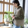 スエードポンチノーカラーコート中綿ライナーベスト付きレディース