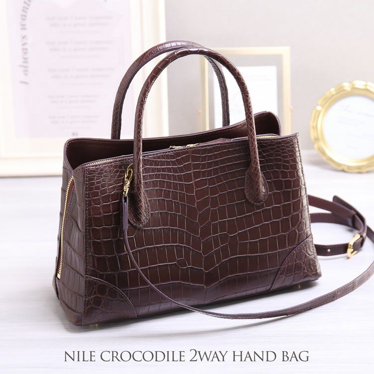 クロコダイル ハンドバッグ レディース 2WAY センター取り