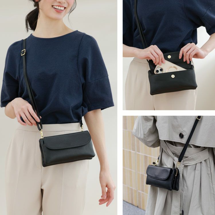 ショルダーポシェットショルダーバッグお財布バッグトープベージュ