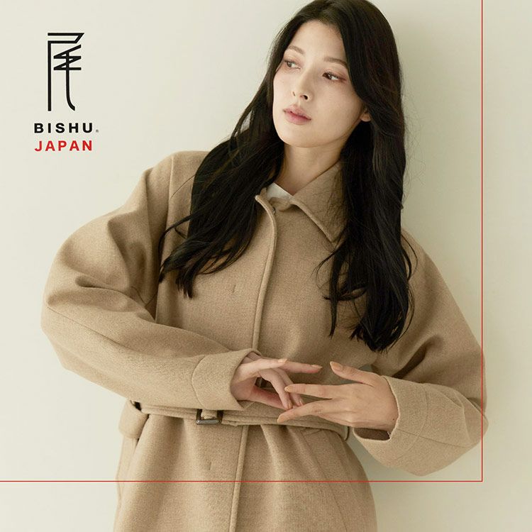 ステンカラーコート尾州ウールウールコート上質