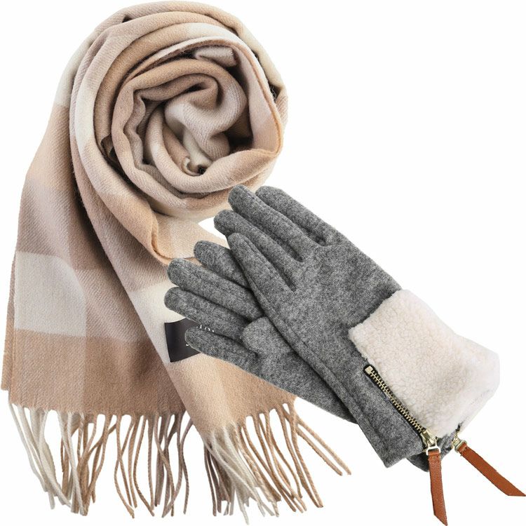 カシミヤブレンドマフラー＆手袋 ギフトセット レディース 女性向け