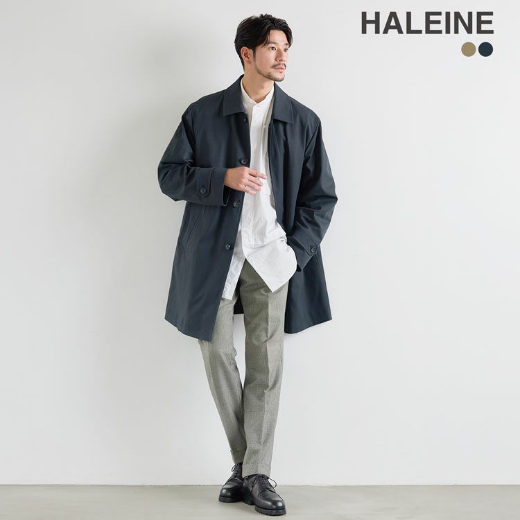 コートメンズビジネス暖いステンカラービジネスコートダウン80%ライナー付き撥水加工ストレッチ生地HALEINE