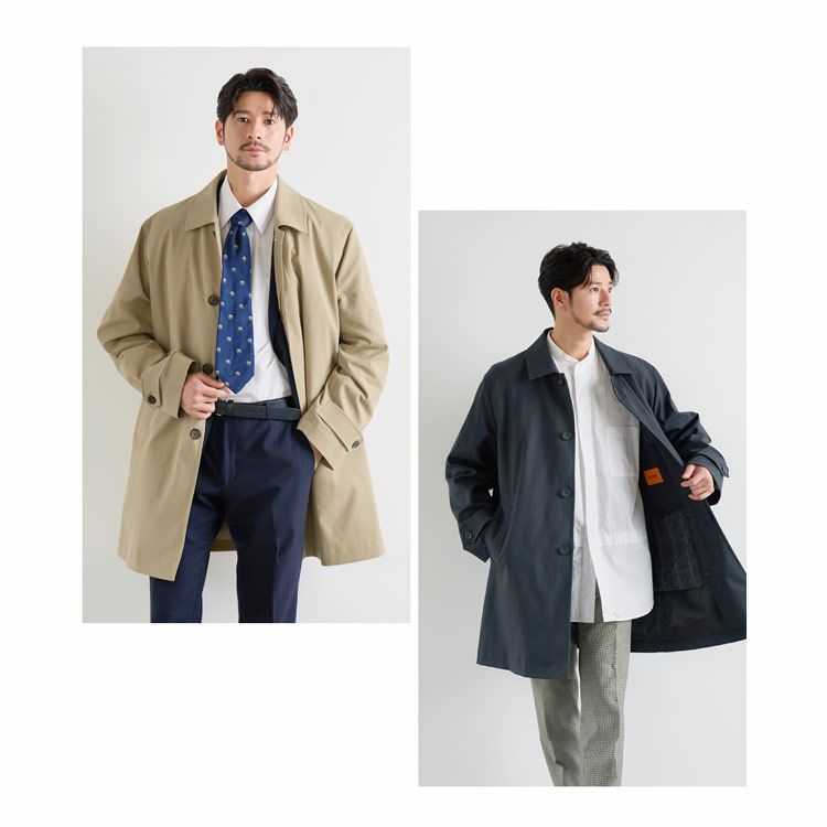 コートメンズビジネス暖いステンカラービジネスコートダウン80%ライナー付き撥水加工ストレッチ生地HALEINE