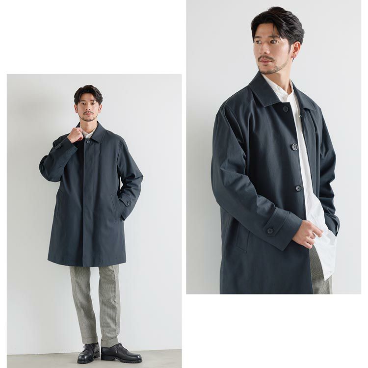 コートメンズビジネス暖いステンカラービジネスコートダウン80%ライナー付き撥水加工ストレッチ生地HALEINE