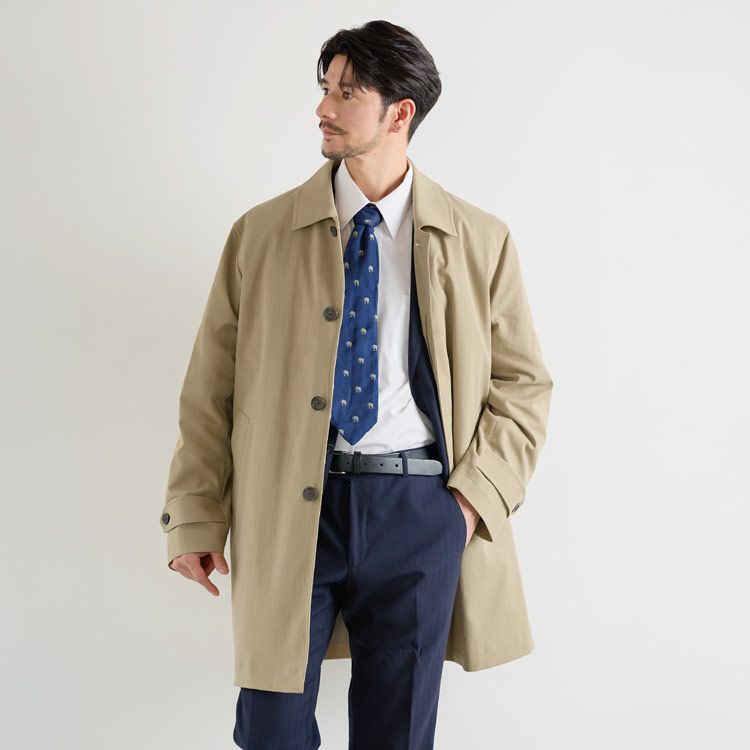 コートメンズビジネス暖いステンカラービジネスコートダウン80%ライナー付き撥水加工ストレッチ生地HALEINE