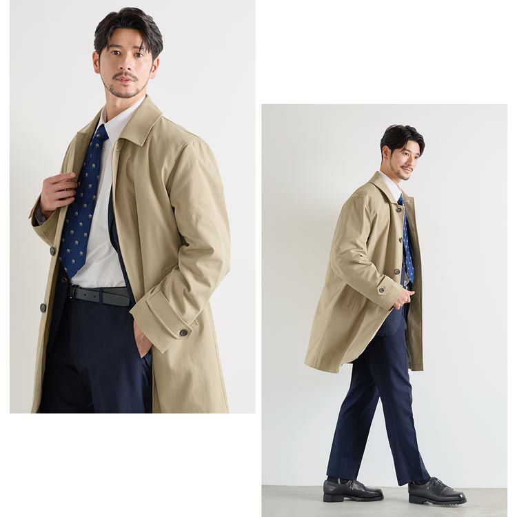 コートメンズビジネス暖いステンカラービジネスコートダウン80%ライナー付き撥水加工ストレッチ生地HALEINE