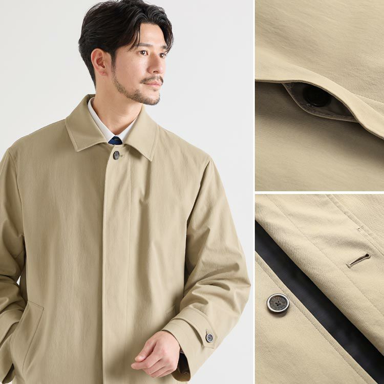 コートメンズビジネス暖いステンカラービジネスコートダウン80%ライナー付き撥水加工ストレッチ生地HALEINE