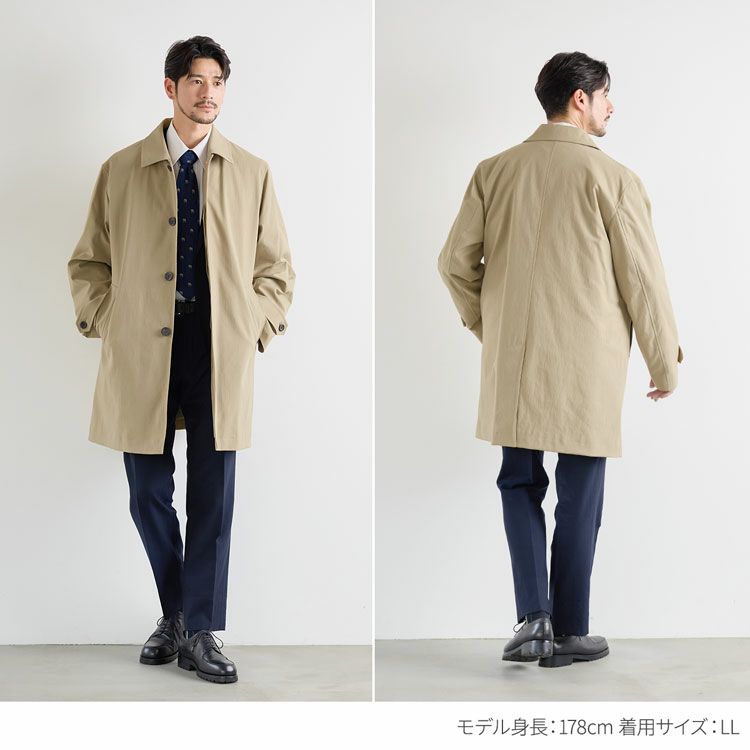 コートメンズビジネス暖いステンカラービジネスコートダウン80%ライナー付き撥水加工ストレッチ生地HALEINE