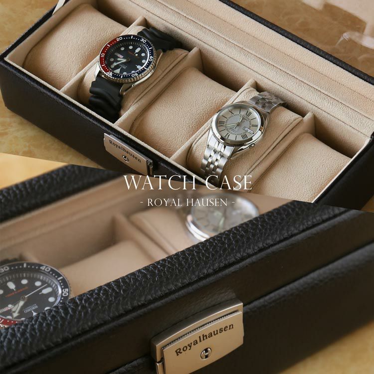 腕時計ケース 5本用 鍵付き 革 レザー 収納ボックス ディスプレイボックス ウォッチケース