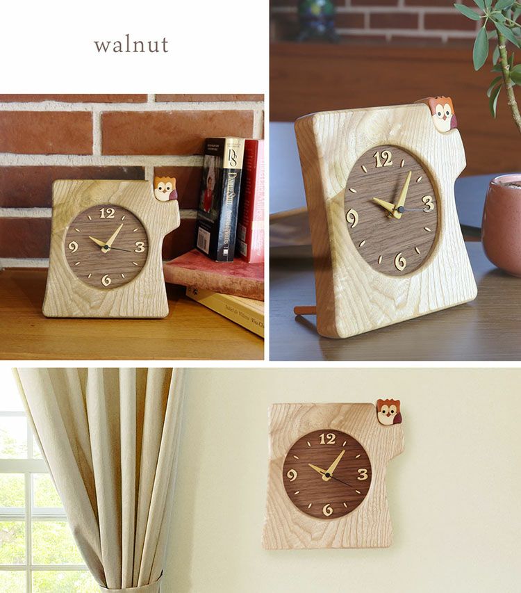 時計 壁掛け アナログ 置き時計 ふくろう 梟 かわいい ギフト