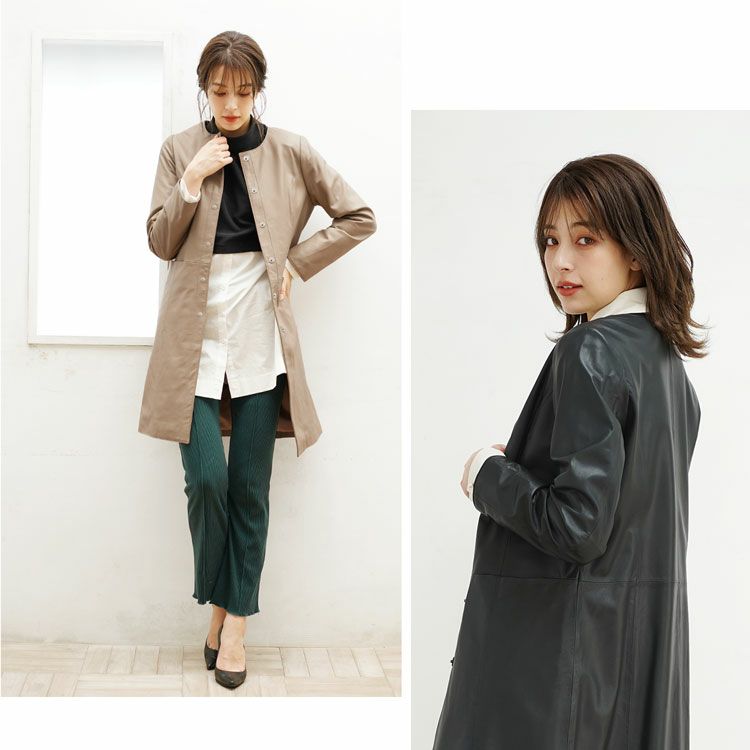 革専科ヒロキ 中綿ラムレザーコート ベルテッド　グレー　L　女優襟 000000002152-01-l.jpg?t=