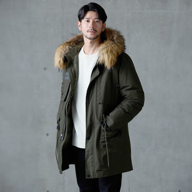 モッズコートダウンライナーフード付きメンズ黒ブラック