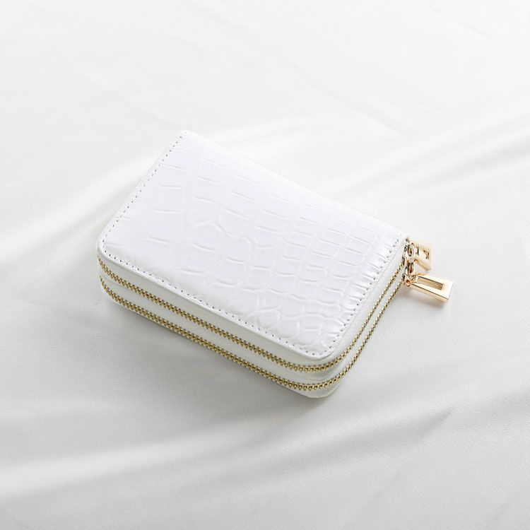 クロコダイル Wファスナー コンパクト財布 メンズ 小さい財布