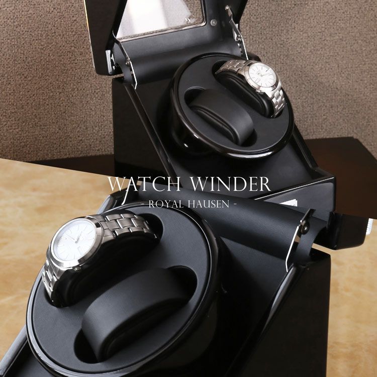 2本巻きワインディングマシーン腕時計収納ブラック黒