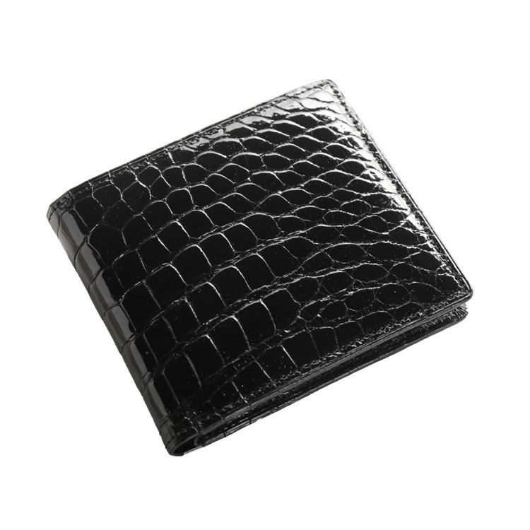 折り財布 クロコダイル 日本製 二つ折り 財布 メンズ シャイニング