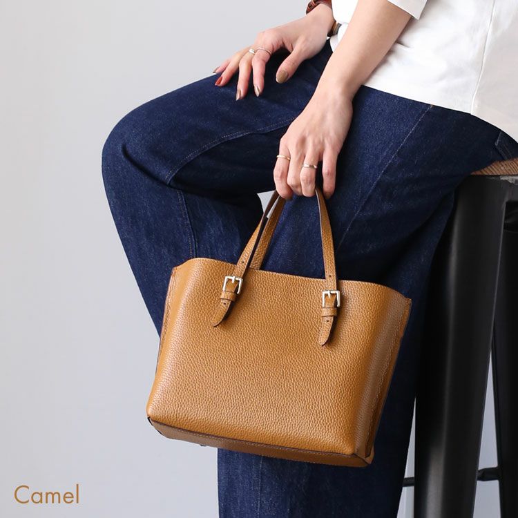 mienoレディース本革2wayハンドバッグキャメル