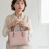 mienoレディース本革2wayハンドバッグピンク
